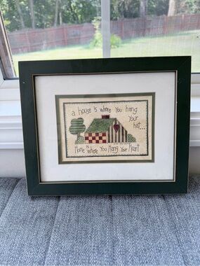Vintage/ Cottage core “Home” Print in Wooden Frame